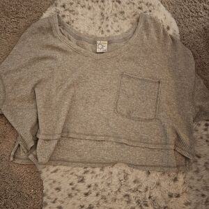 Aerie Grey Waffle Knit Shirt